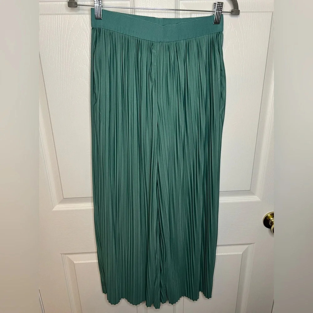 COS Wide Leg Pleated Palazzo Pants Teal Blue Green Womens Size Small GUC